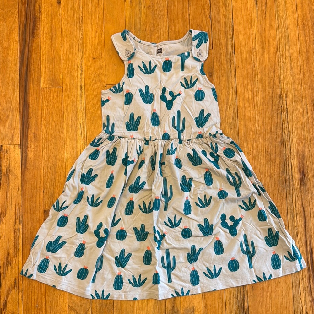 Tea Collection Blue Girls Cactus Sleeveless Sundress